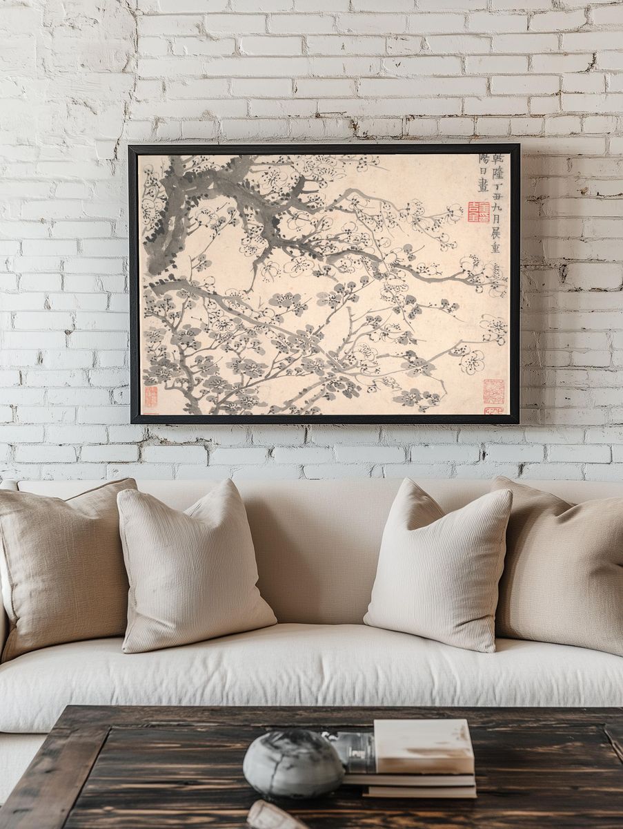 Plum blossoms by Jin Nong — Art Print. room preview