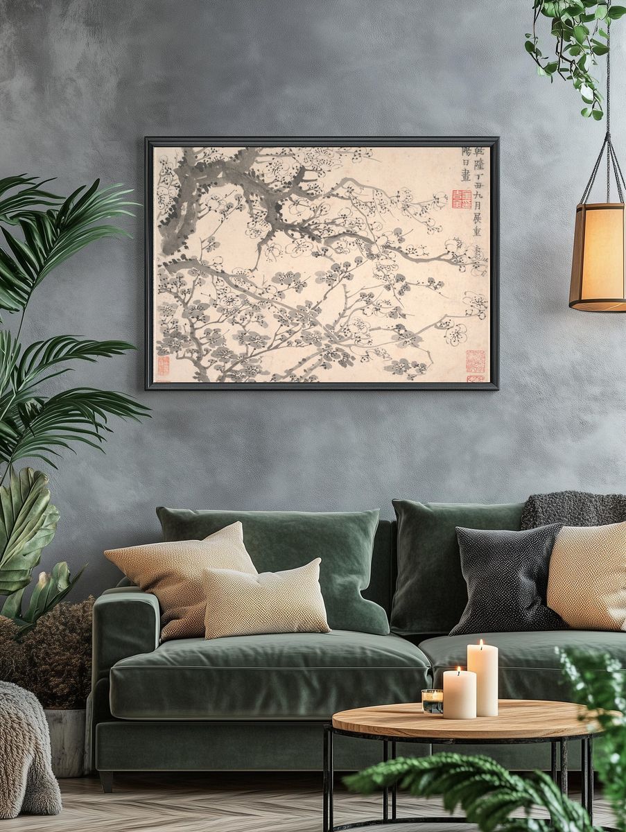 Plum blossoms by Jin Nong — Art Print. — room view 4