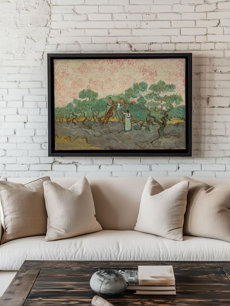 Women Picking Olives by Vincent van Gogh — Art Print. — room view 1