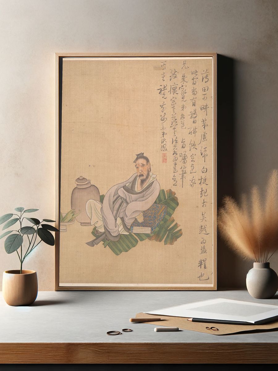 Figures, flowers, and landscapes by Chen Hongshou — Art Print. — room view 2