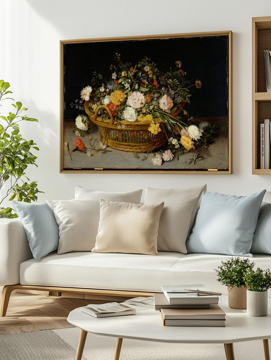 A Basket of Flowers by Jan Brueghel the Younger — Art Print. — room view 2