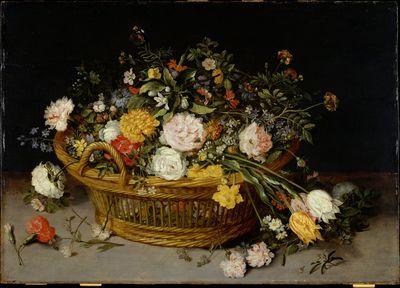 A Basket of Flowers by Jan Brueghel the Younger — Art Print.