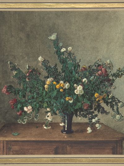 Bouquet of Small Chrysanthemums by Léon Bonvin — Art Print.