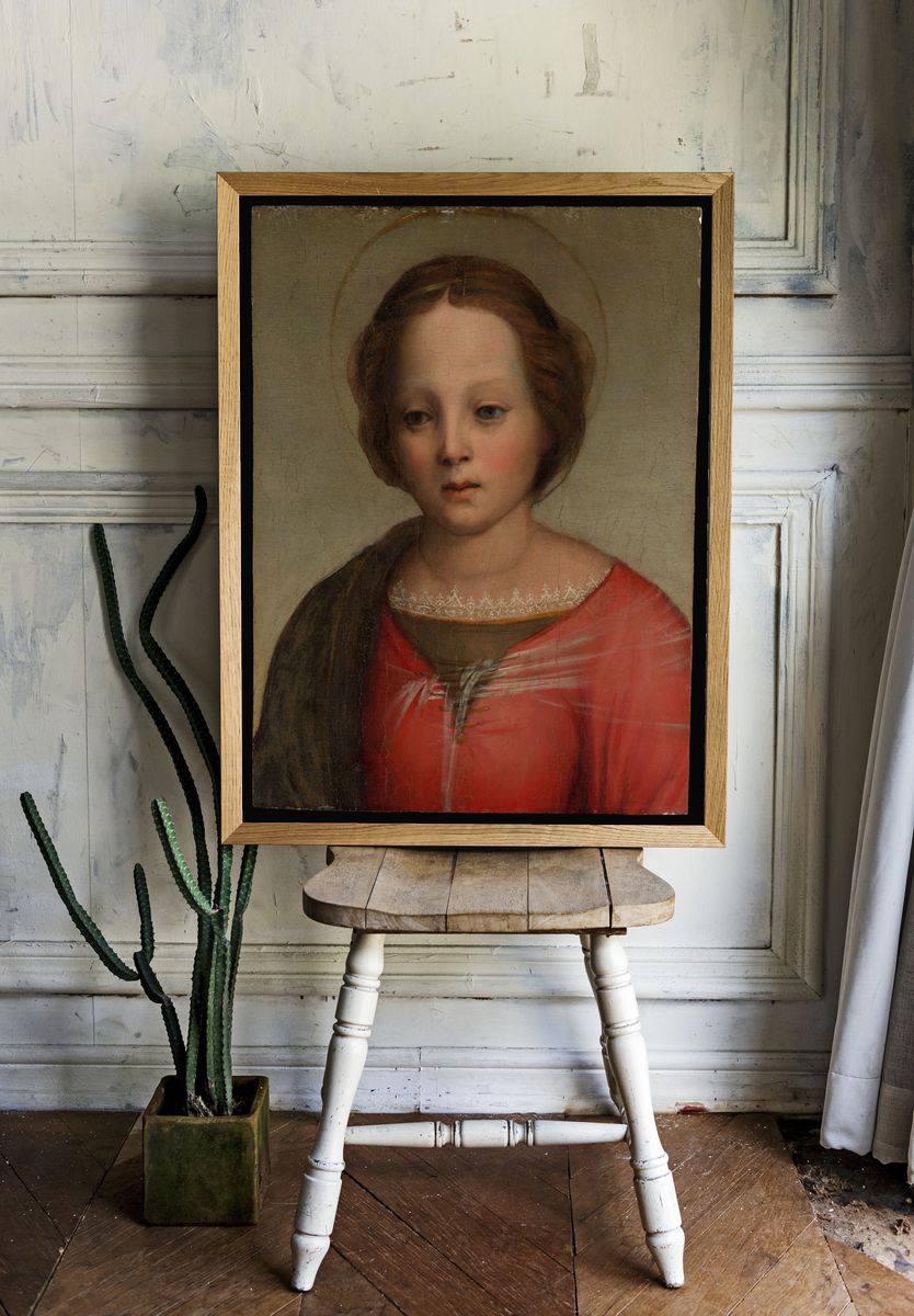 Head of the Madonna by Franciabigio (Francesco di Cristofano) — Art Print. room preview