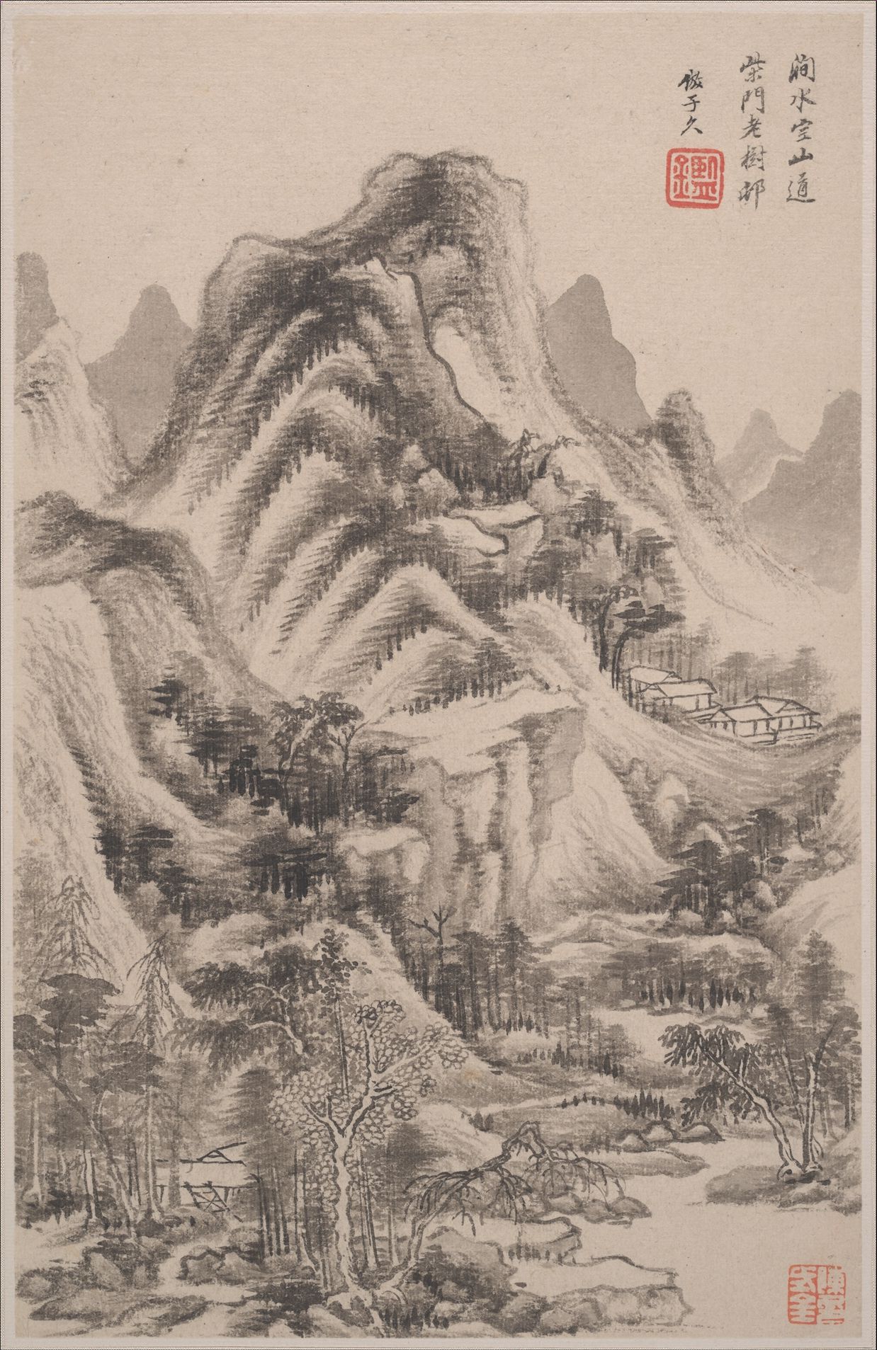 Landscapes in the styles of old masters by Wang Jian — Art Print. poster — fine-art art