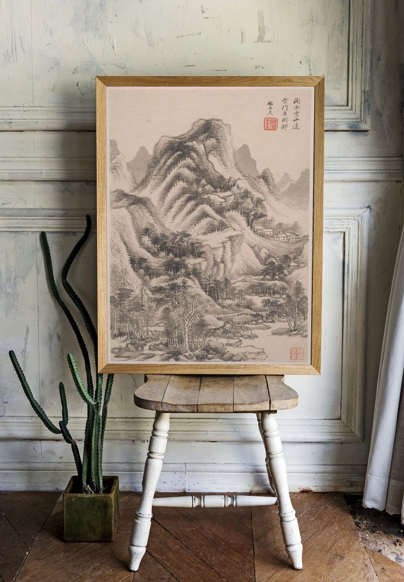 Landscapes in the styles of old masters by Wang Jian — Art Print. room preview