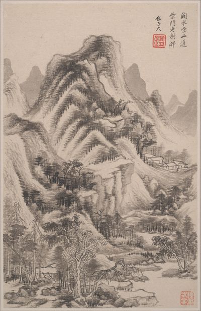 Landscapes in the styles of old masters by Wang Jian — Art Print.