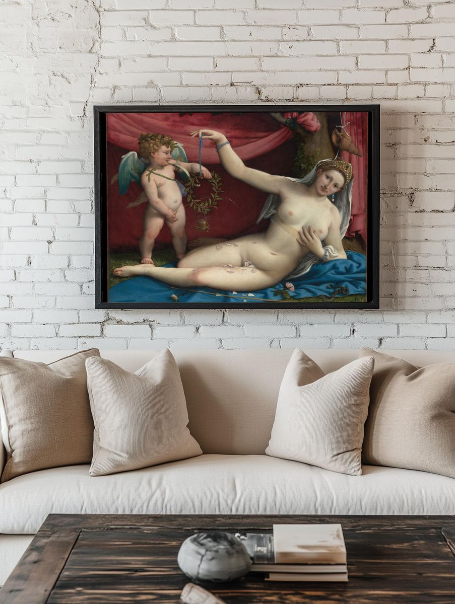 Venus and Cupid by Lorenzo Lotto — Art Print. room preview