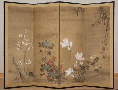 Flowers and Bamboo by flower still life — Art Print.