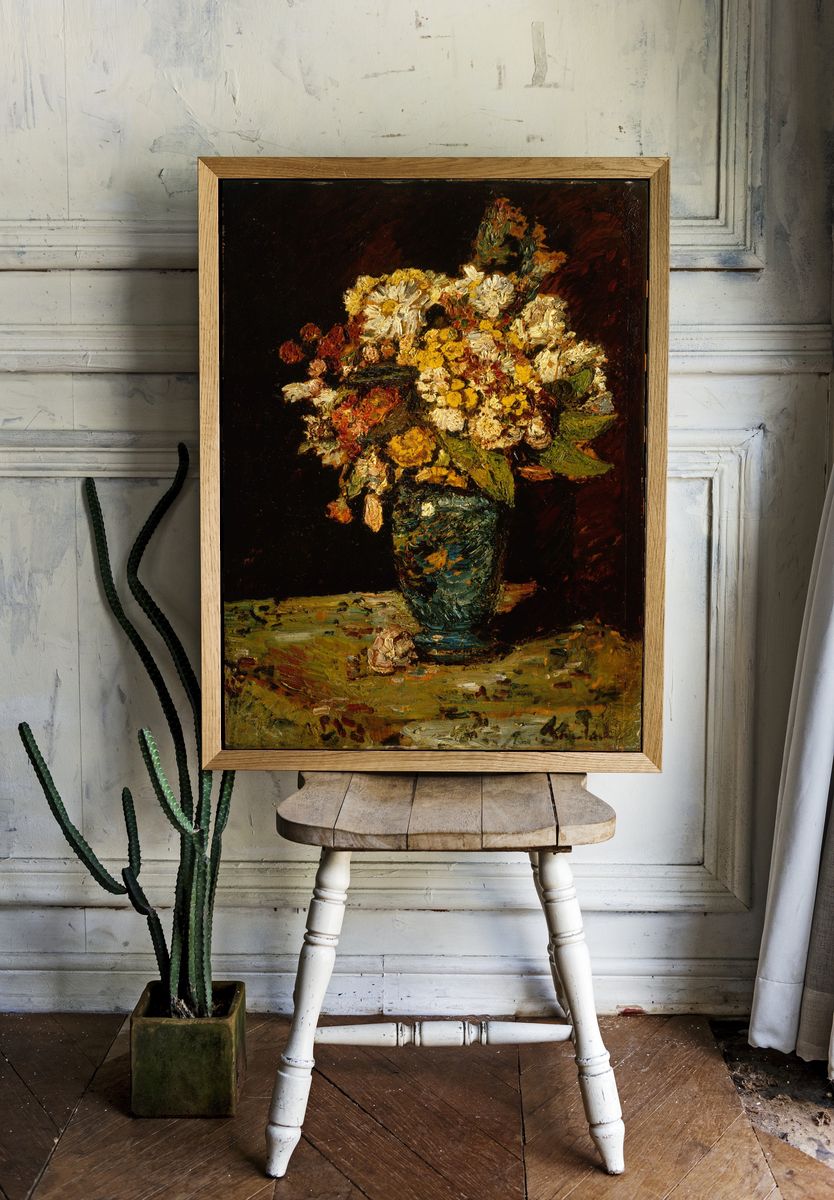 Flowers in a Blue Vase by Adolphe Monticelli — Art Print. — room view 1