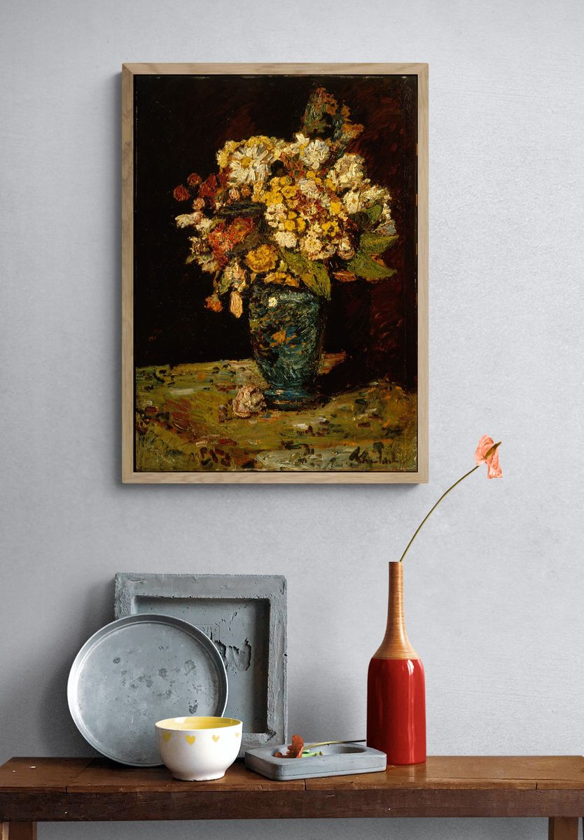 Flowers in a Blue Vase by Adolphe Monticelli — Art Print. — room view 3