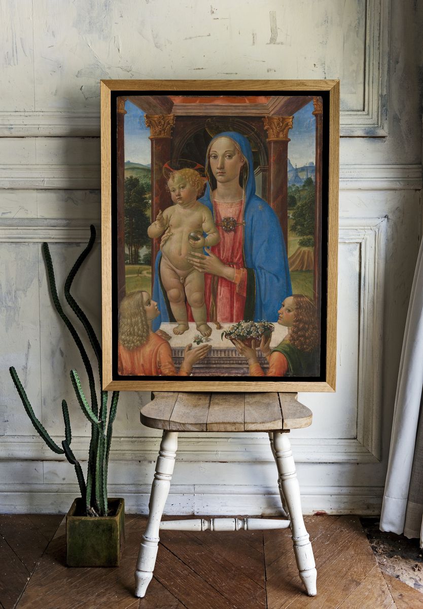 Madonna and Child with Two Angels by Cosimo Rosselli — Art Print. room preview