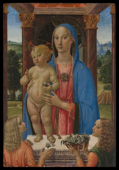 Madonna and Child with Two Angels by Cosimo Rosselli — Art Print.