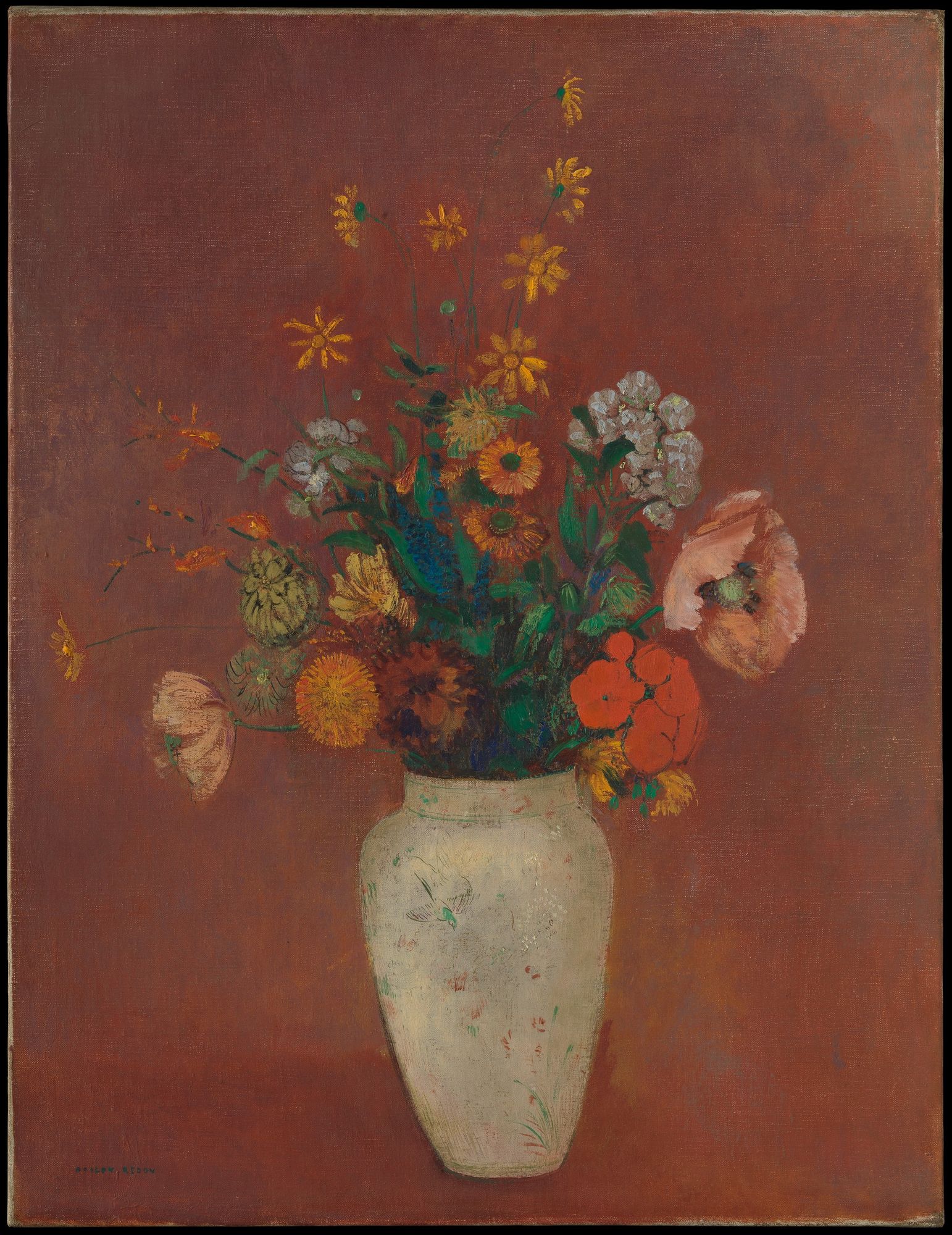 Bouquet in a Chinese Vase by Odilon Redon — Art Print. poster — fine-art art
