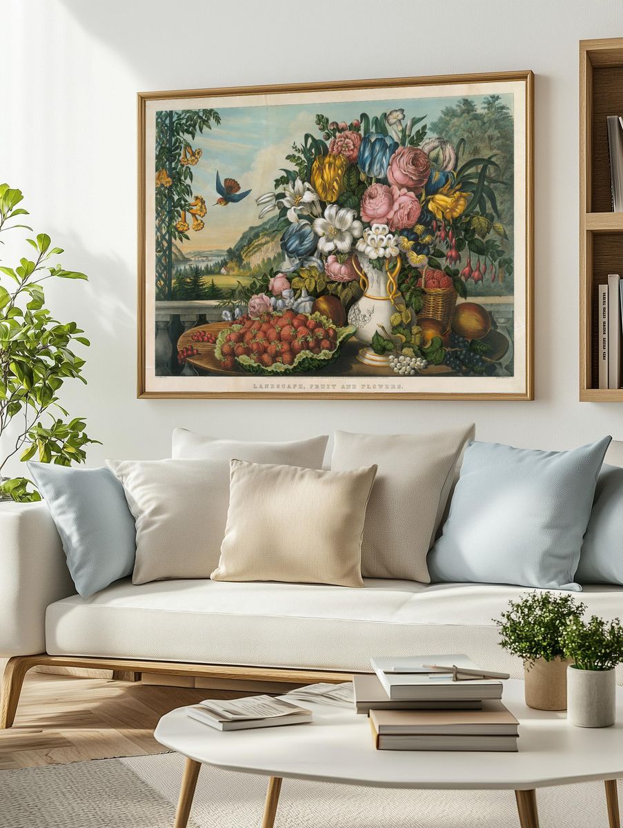Landscape – Fruit and Flowers by Frances Flora Bond Palmer — Art Print. — room view 2