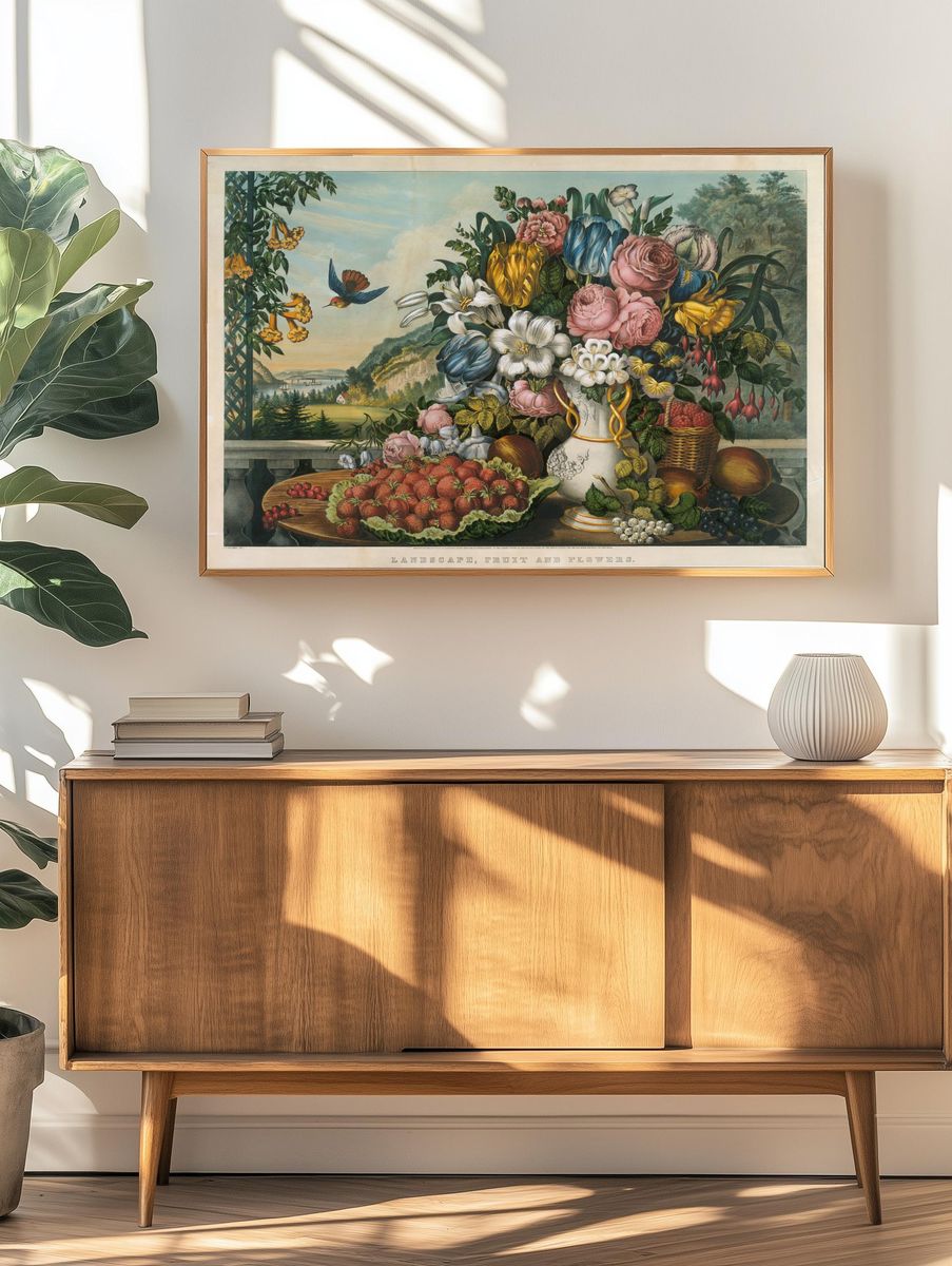 Landscape – Fruit and Flowers by Frances Flora Bond Palmer — Art Print. — room view 3