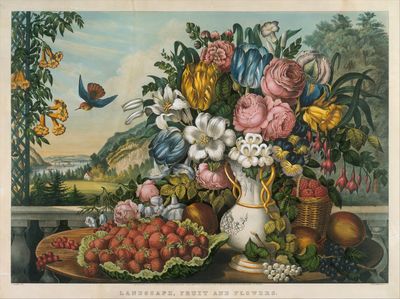 Landscape – Fruit and Flowers by Frances Flora Bond Palmer — Art Print.
