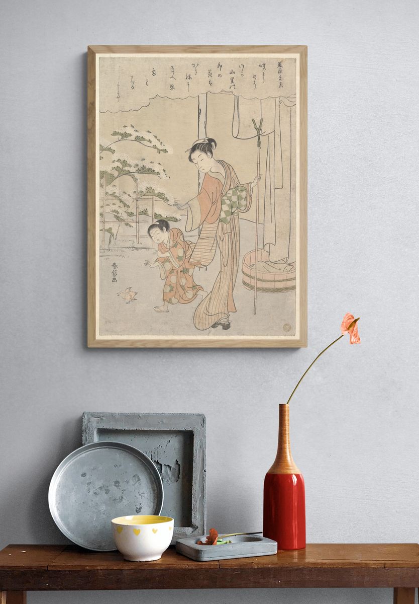 Poem by Fujiwara no Motozane (ca. 860) from the Series Thirty-Six Poets by Suzuki Harunobu — Art Print. — room view 3