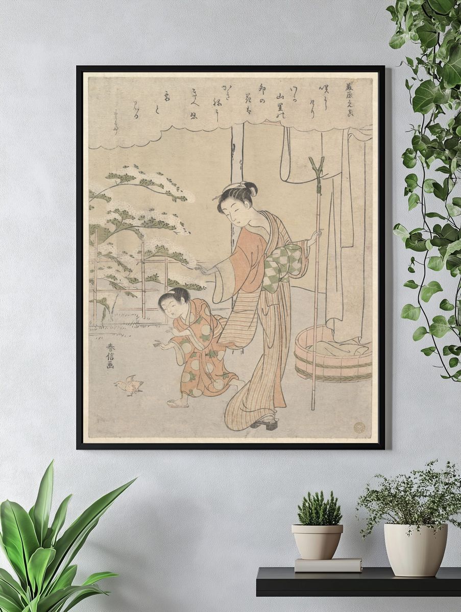 Poem by Fujiwara no Motozane (ca. 860) from the Series Thirty-Six Poets by Suzuki Harunobu — Art Print. — room view 4