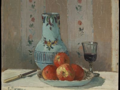 Still Life with Apples and Pitcher by Camille Pissarro — Art Print. poster