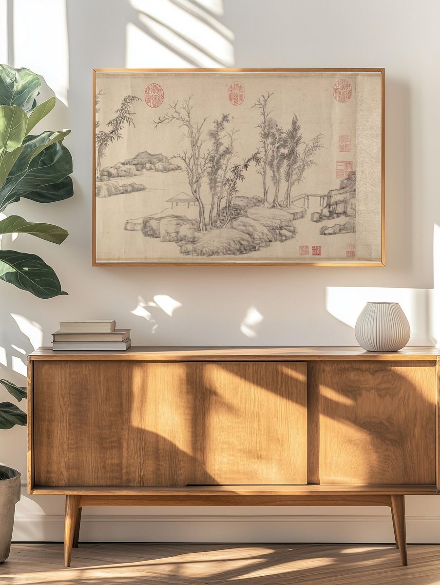 Summer retreat in the eastern grove by Wen Zhengming — Art Print. — room view 3