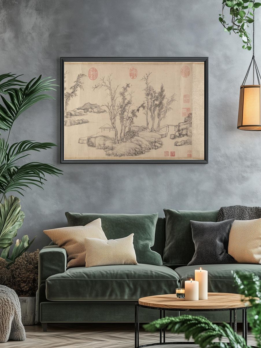 Summer retreat in the eastern grove by Wen Zhengming — Art Print. — room view 4
