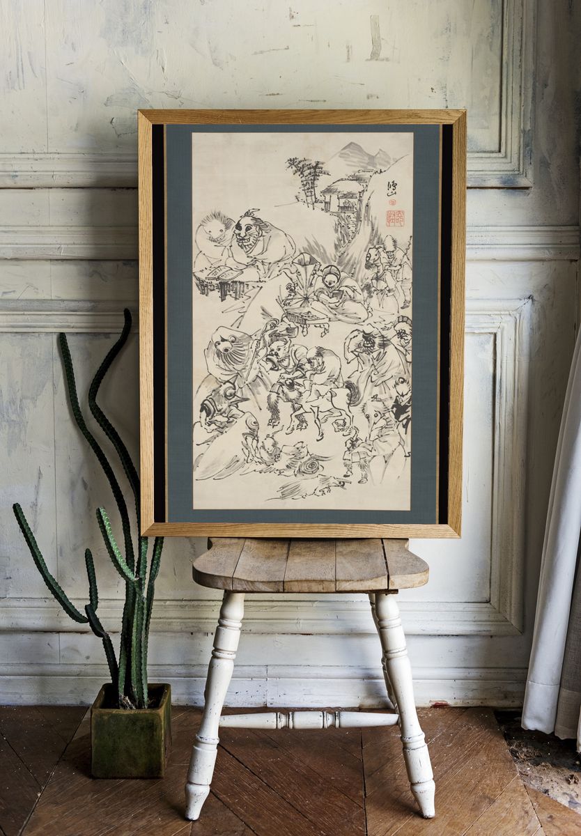 Demons and Monsters by Takai Kōzan 高井鴻山 — Art Print. room preview