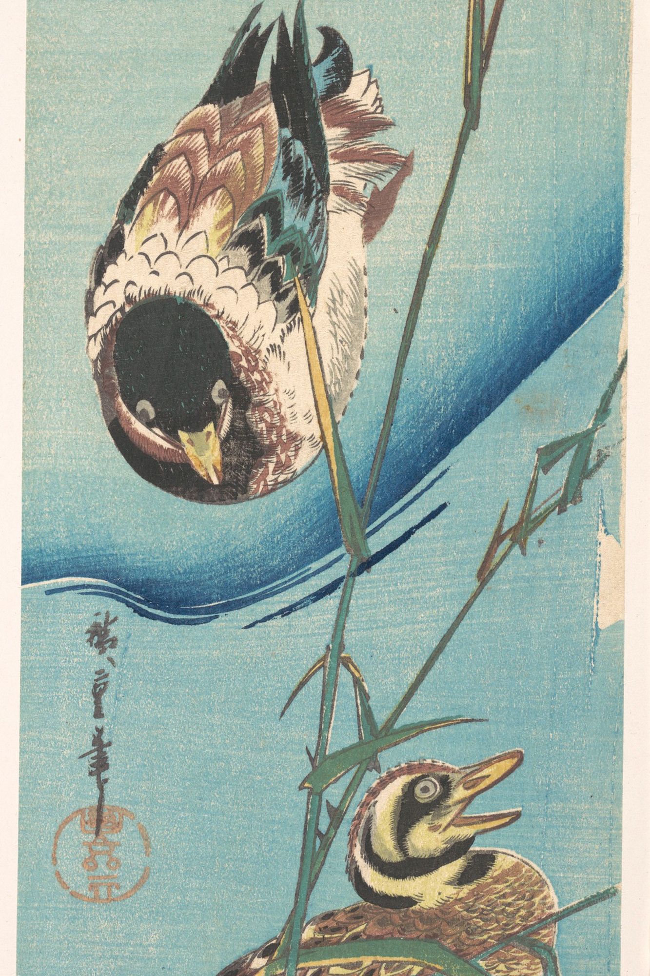 Mallard Ducks and Snow-covered Reeds by Utagawa Hiroshige — Art Print. poster detail