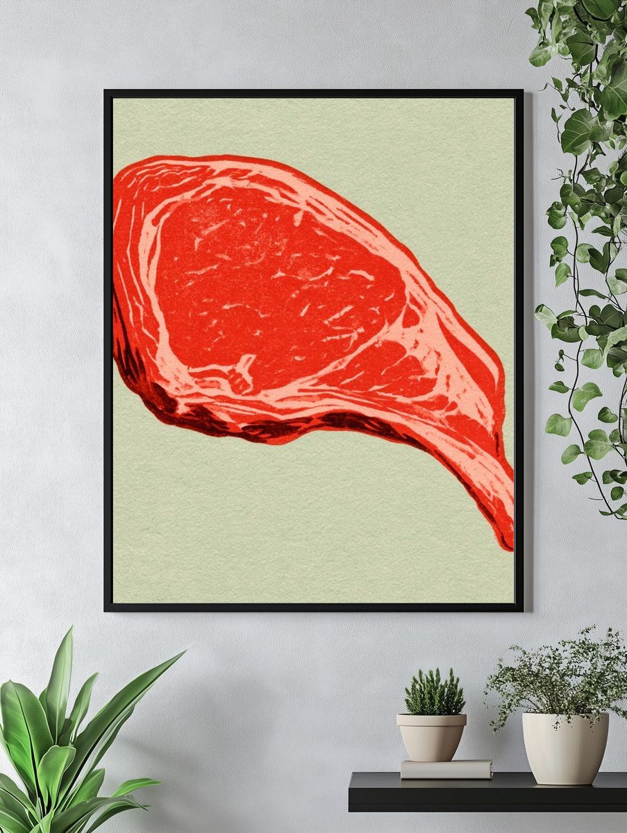 Steak Illustration Poster. — room view 4
