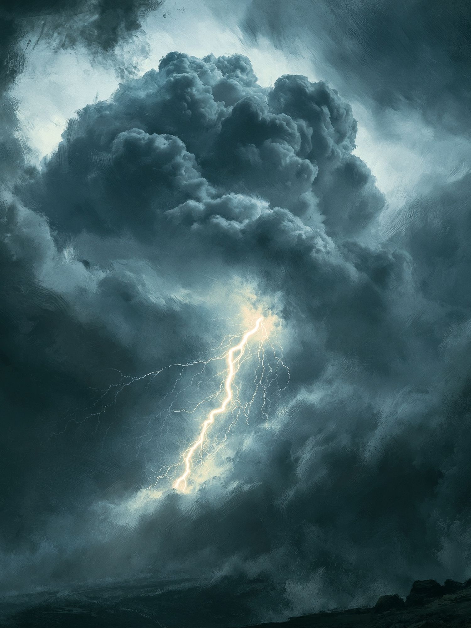 Storm Lightning Cloudscape Print. poster — illustration art