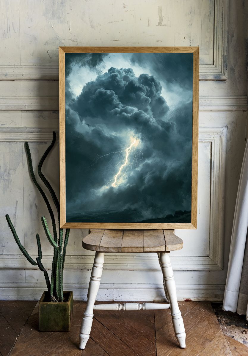 Storm Lightning Cloudscape Print. — room view 1