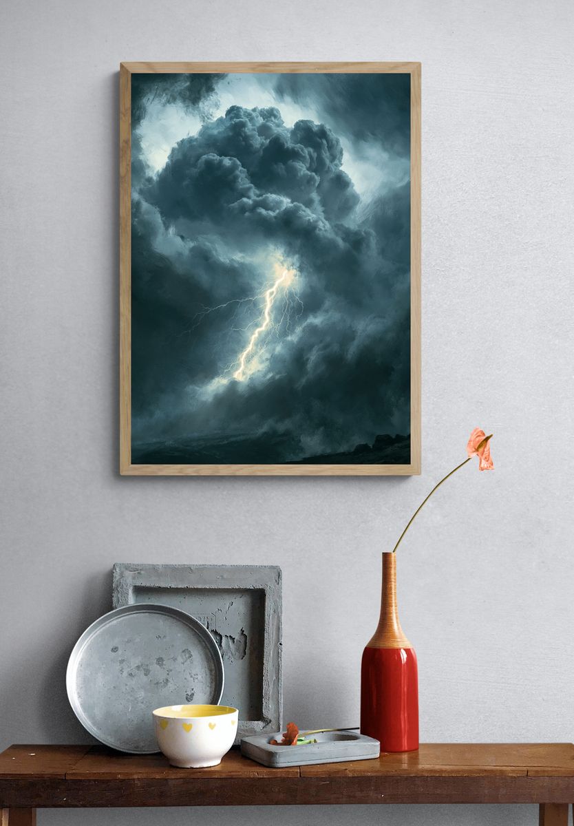 Storm Lightning Cloudscape Print. — room view 3