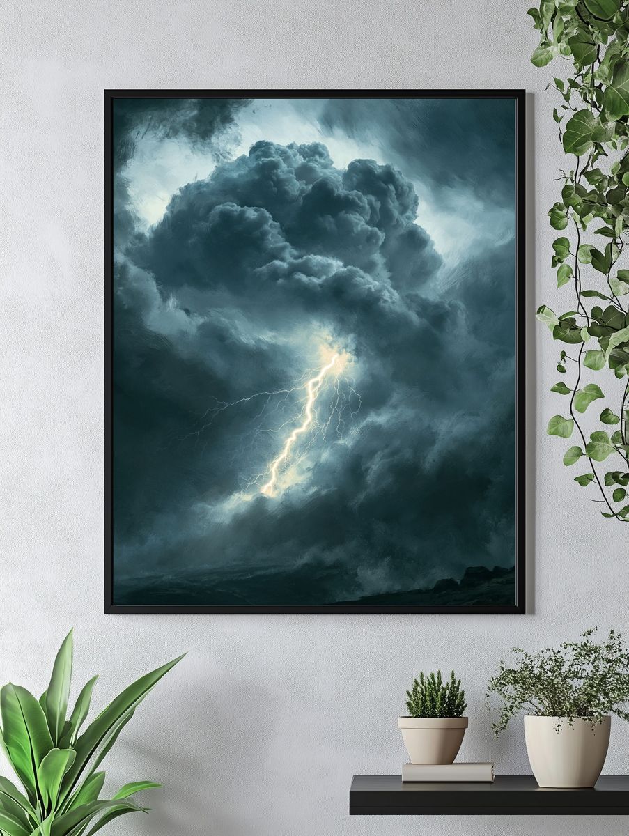Storm Lightning Cloudscape Print. — room view 4