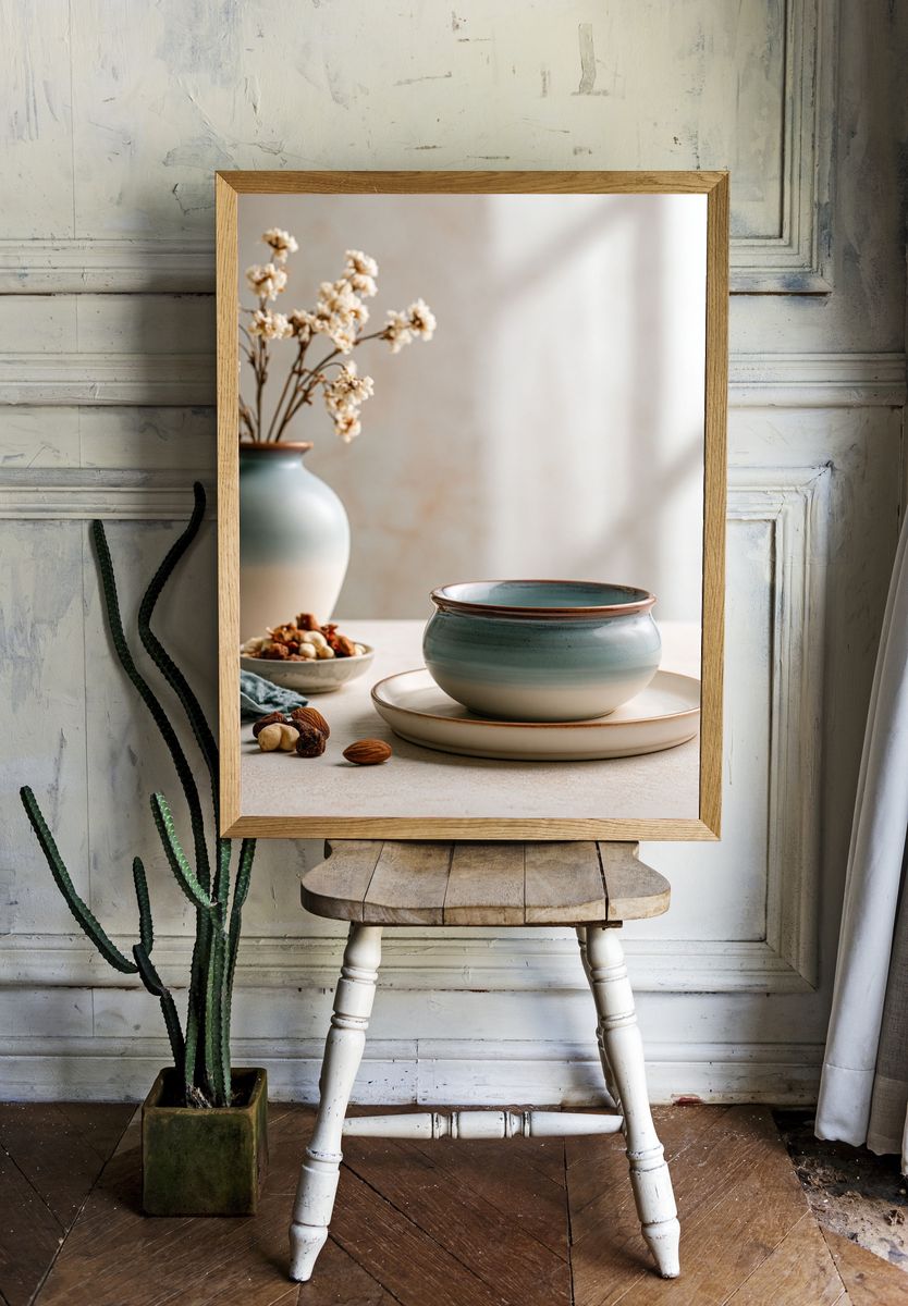 Serene Still Life Ceramic Poster. room preview