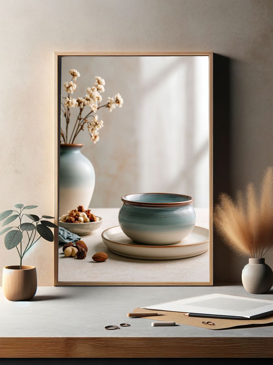 Serene Still Life Ceramic Poster. — room view 2