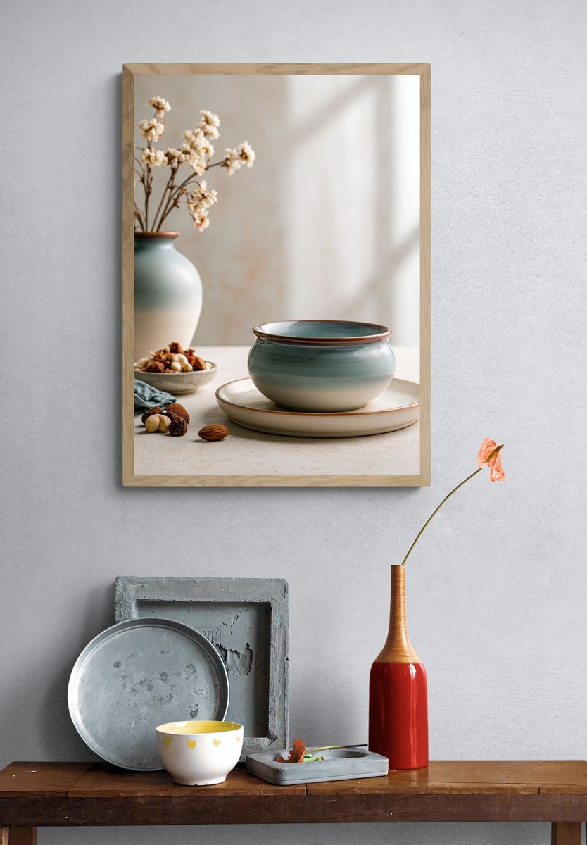 Serene Still Life Ceramic Poster. — room view 3