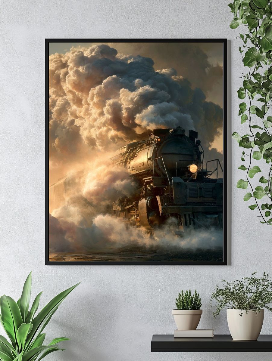 Steam Locomotive Cloudburst Poster. — room view 4