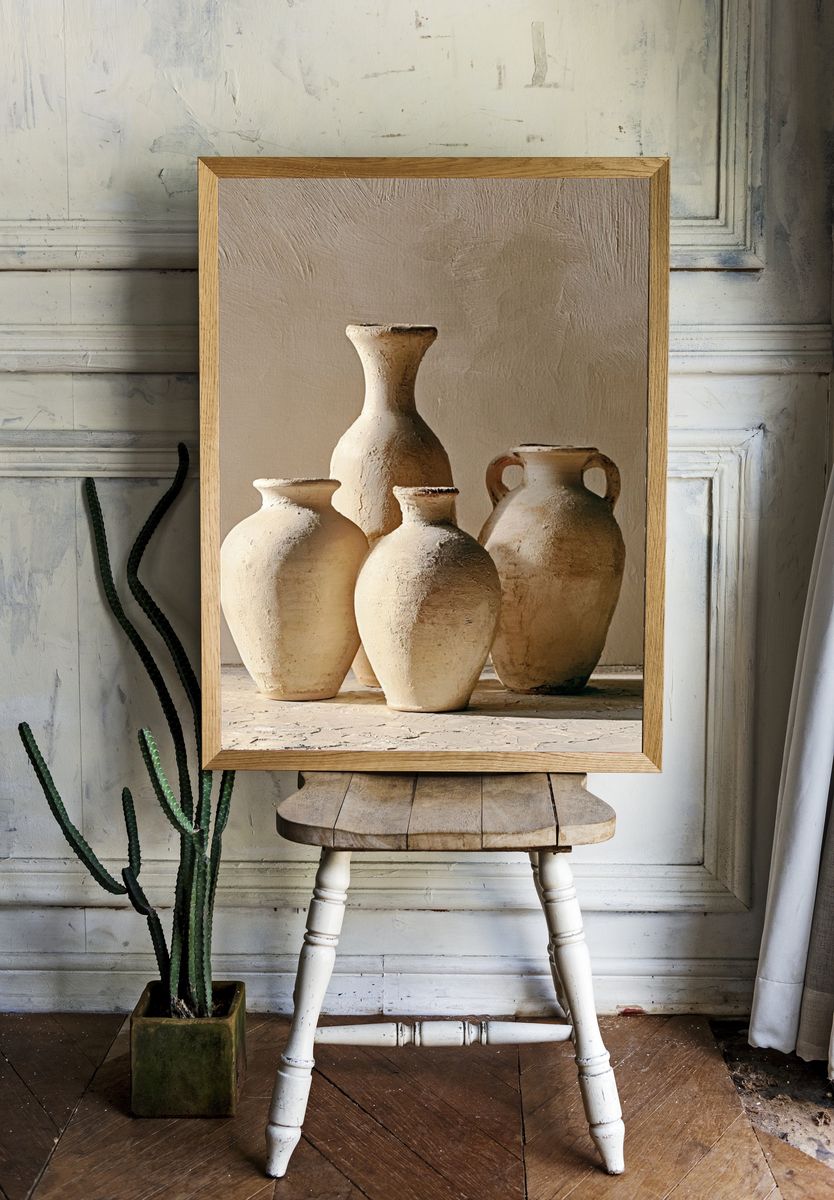 Terracotta Vases Still Life Print. room preview