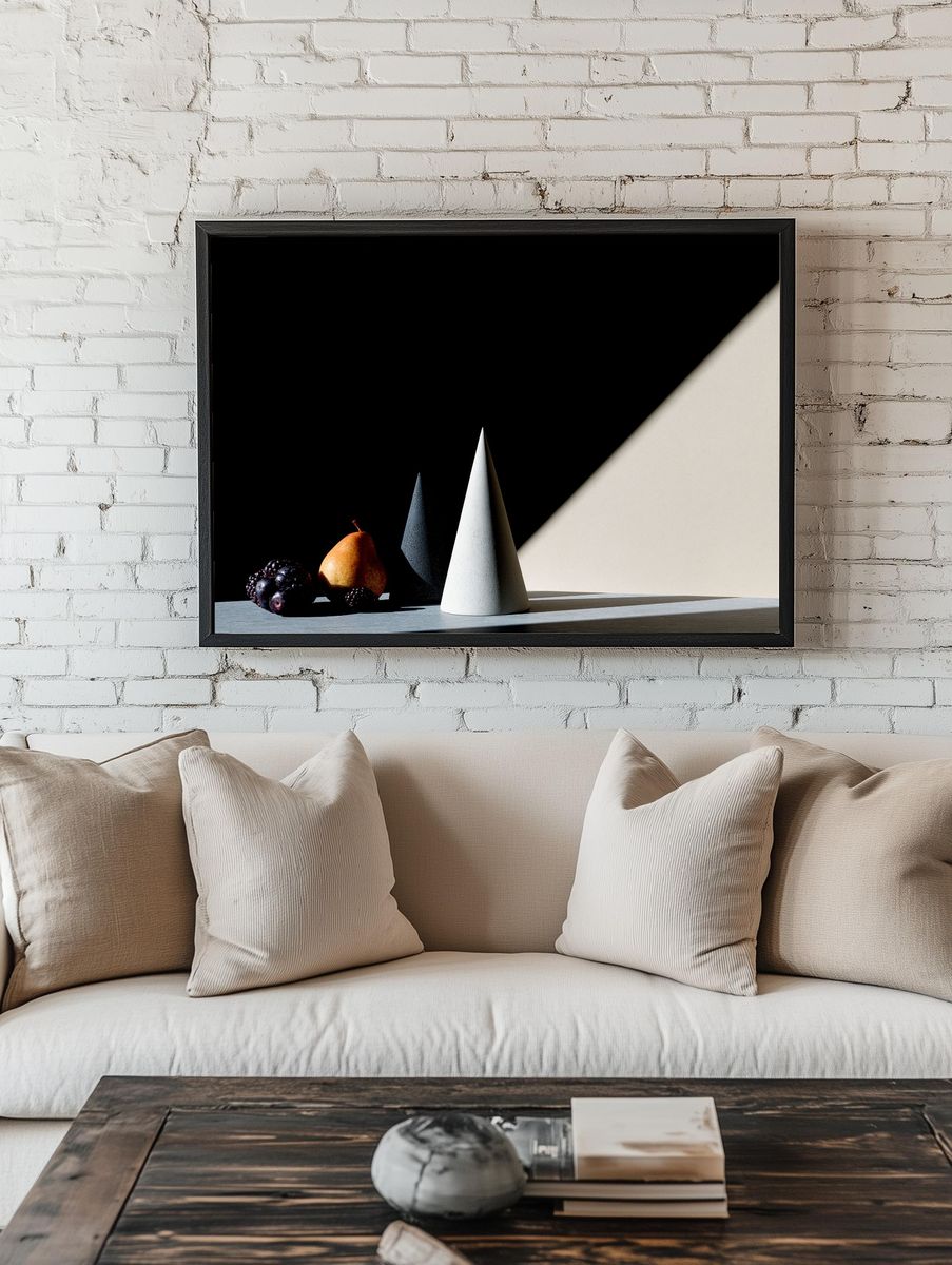 Still Life Cones and Pear Poster. room preview
