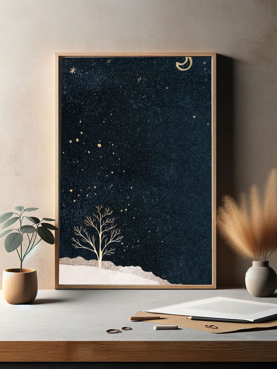 Starry Night Tree — Minimalist Print. — room view 2