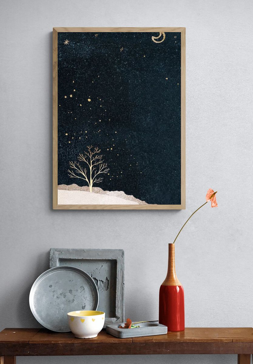 Starry Night Tree — Minimalist Print. — room view 3