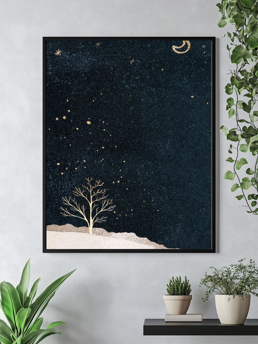 Starry Night Tree — Minimalist Print. — room view 4