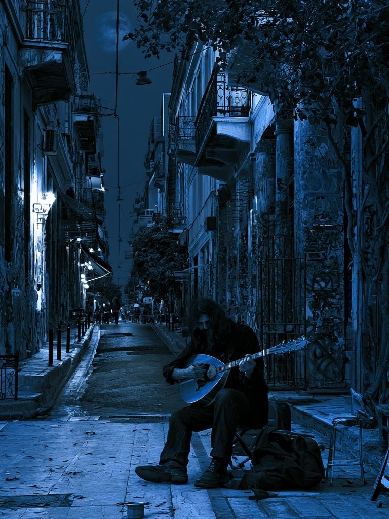 Midnight Street Music Photography Poster. poster — photography art