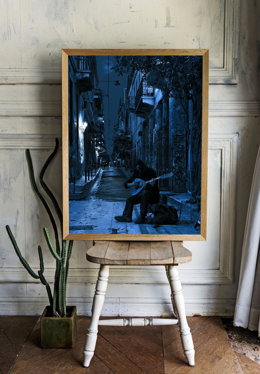 Midnight Street Music Photography Poster. room preview