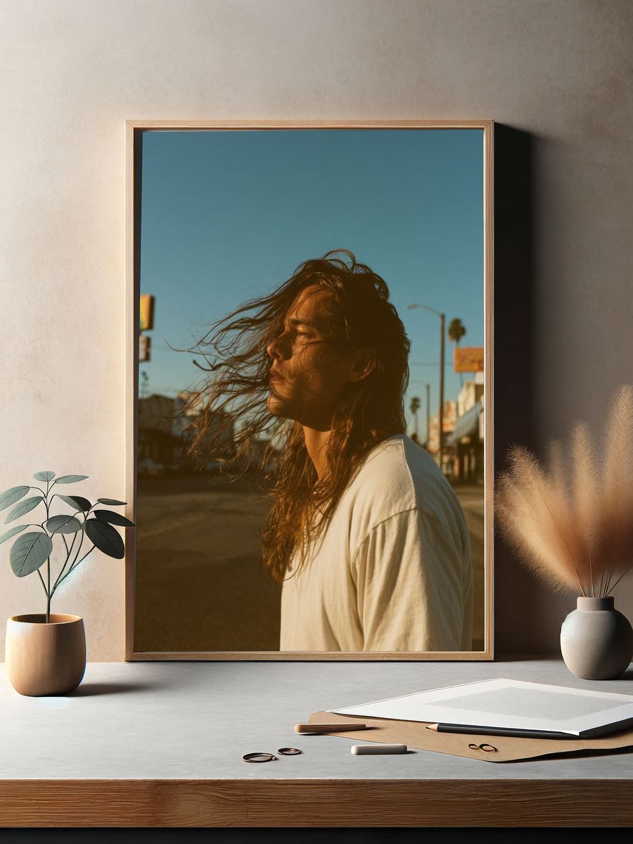 Windblown Street Portrait Poster. — room view 2