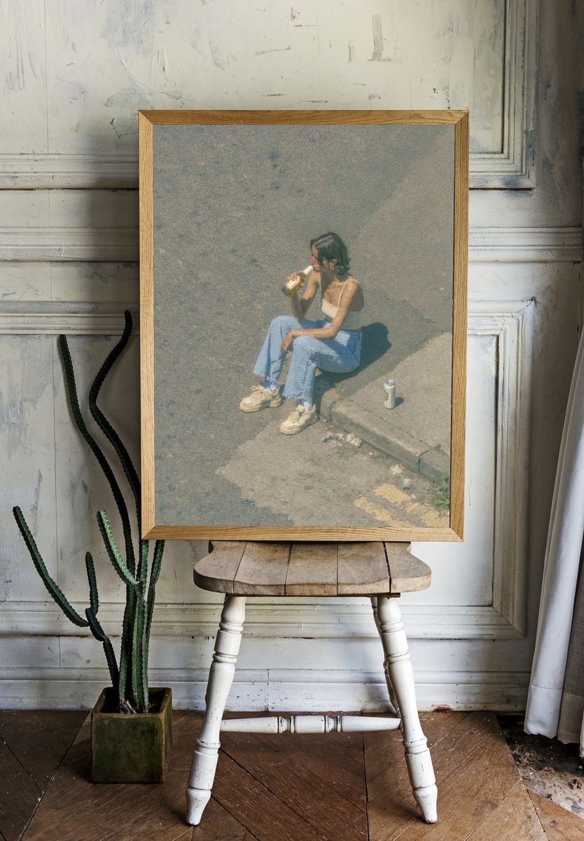 Street Portrait with Bottle Poster. room preview