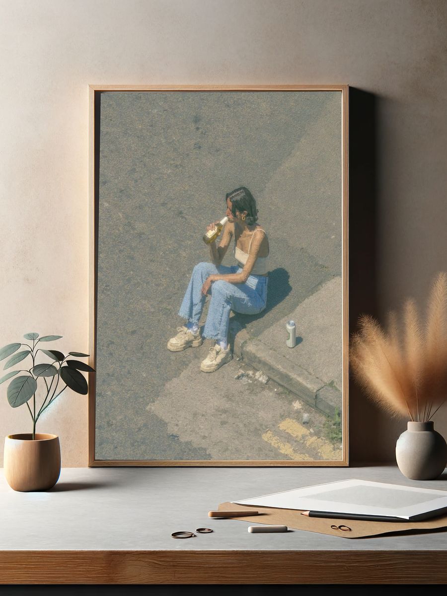 Street Portrait with Bottle Poster. — room view 2