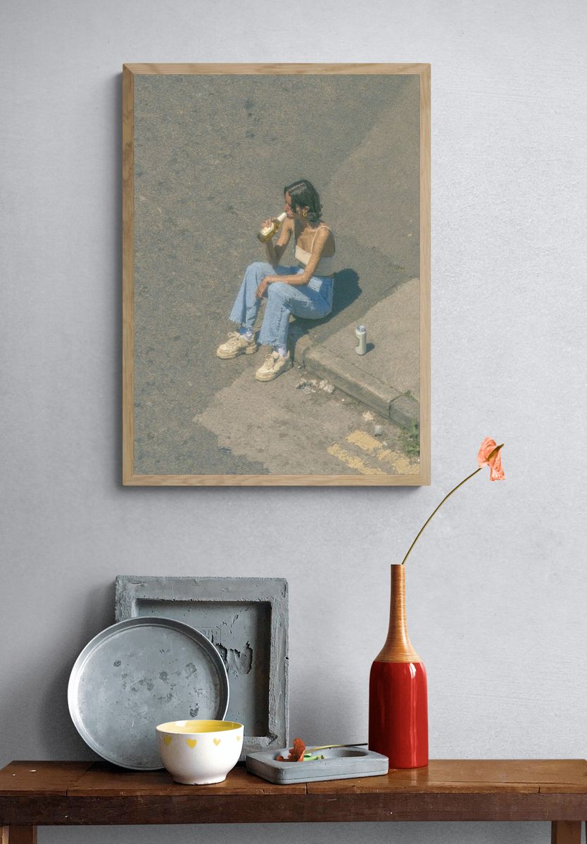 Street Portrait with Bottle Poster. — room view 3