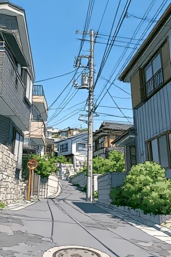 Quiet Hillside Street Photography Poster. poster detail
