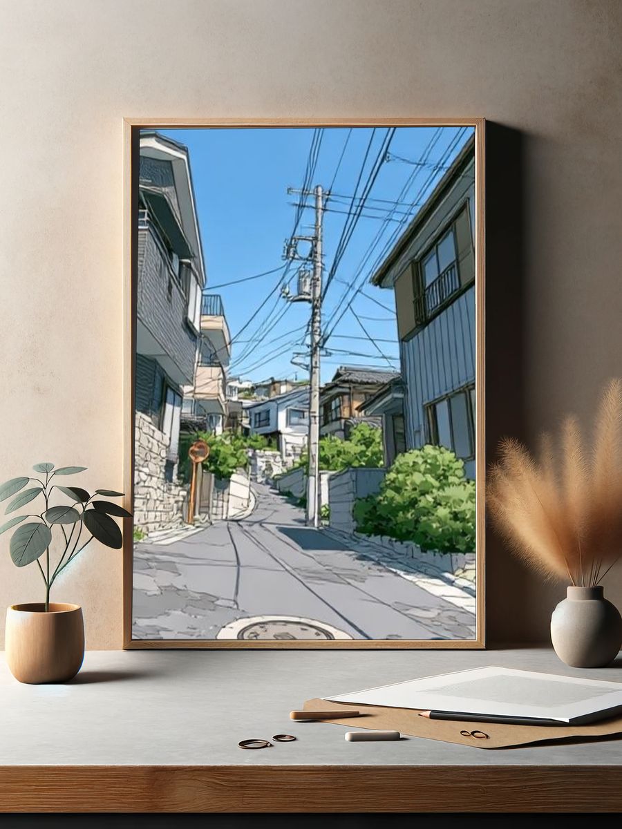 Quiet Hillside Street Photography Poster. — room view 2